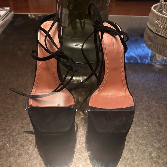 Amina Muaddi Sita Suede Platform Sandals - Picture 7 of 10